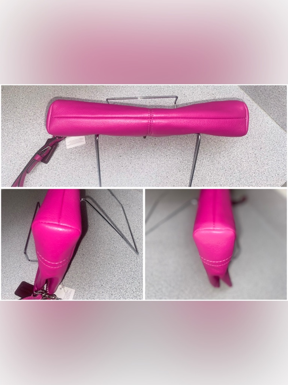 Coach Park Leather Legacy Bright Magenta Turnlock Clutch NWT - Picture 12 of 14